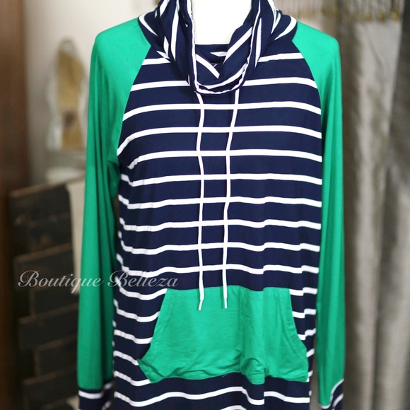 Navy & Green Funnel Neck - Picture 7 of 8